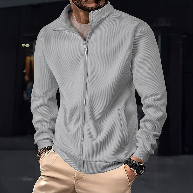 Herren Stylische Jacke mit Reißverschluss und hohem Kragen Drune
