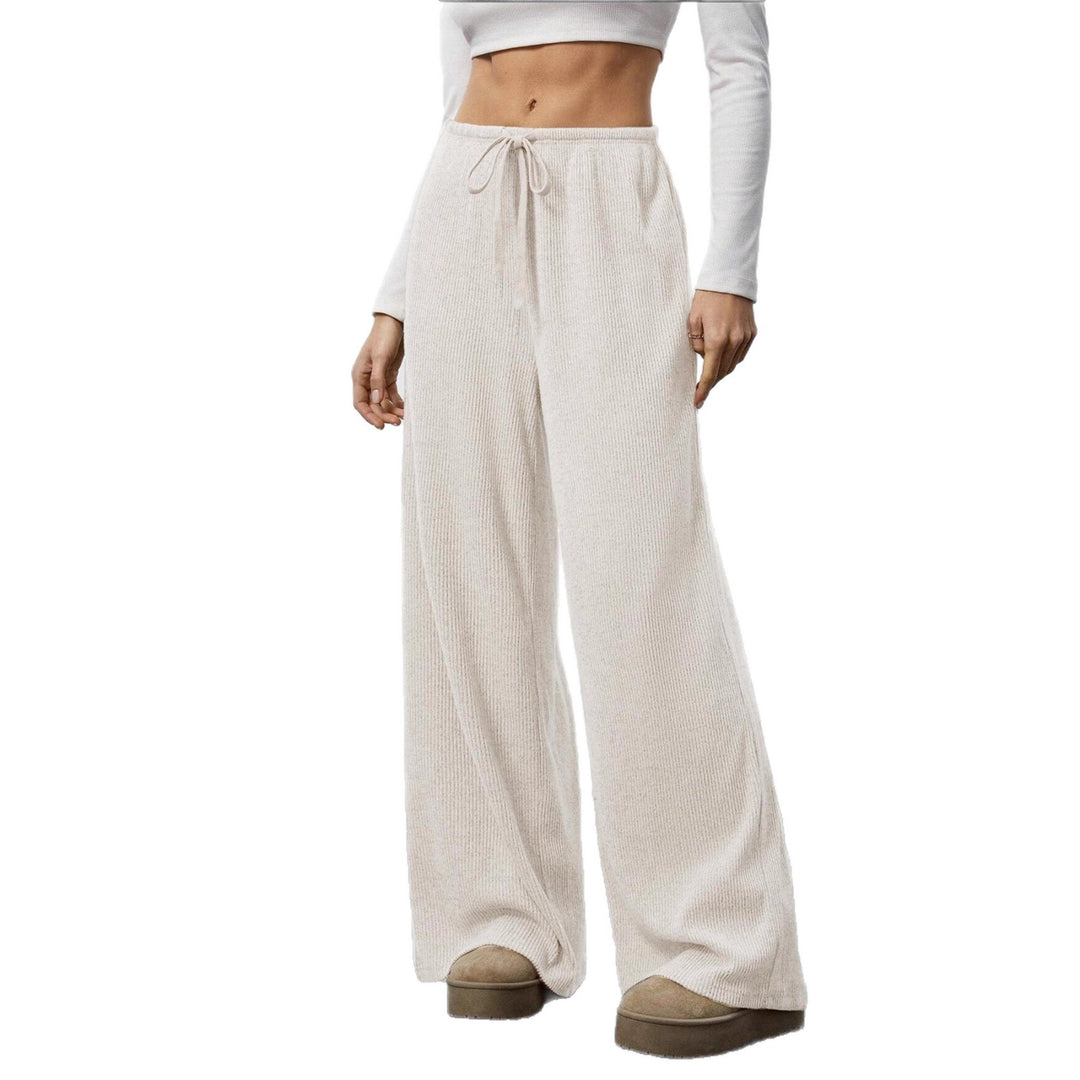 Damen Weit geschnittene Relax-Hose aus elastischem Strickmaterial mit Kordelzug Drune