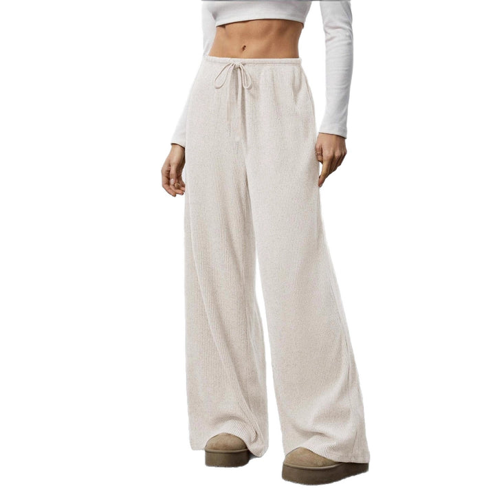 Damen Weit geschnittene Relax-Hose aus elastischem Strickmaterial mit Kordelzug Drune