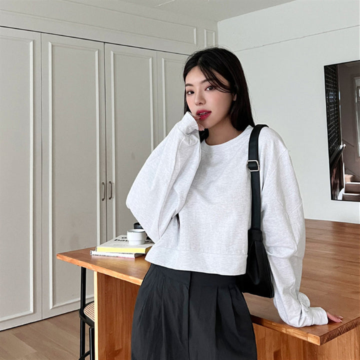 Damen cropped Pullover mit Ballonärmeln Drune