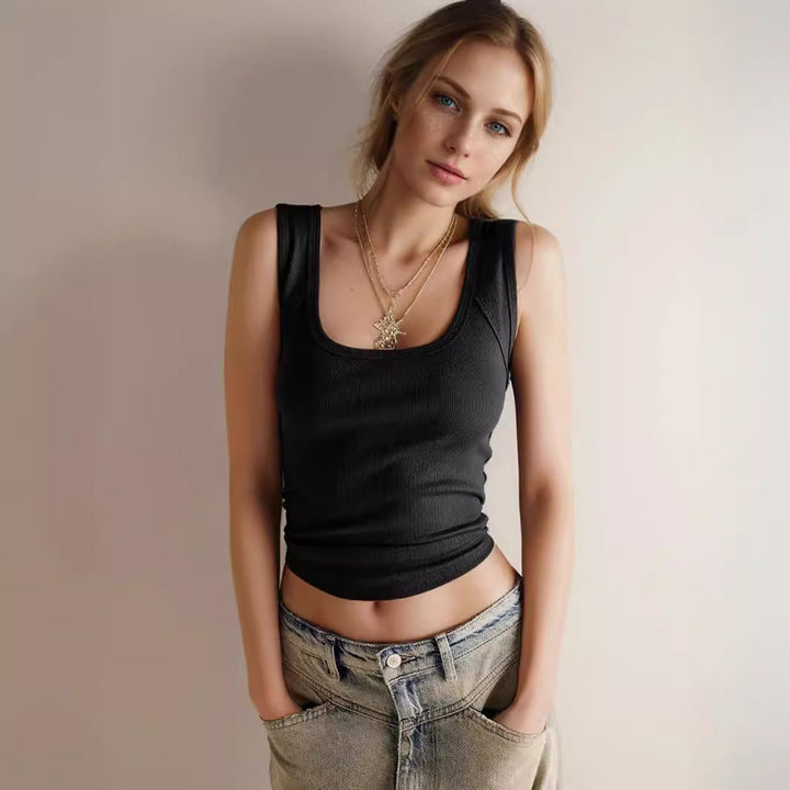 Damen Rippshirt mit schmalen Trägern und figurbetonter Passform Drune