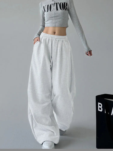 Damen Bequeme Weite Jogginghose mit elastischem Bund und seitlichen Taschen Drune