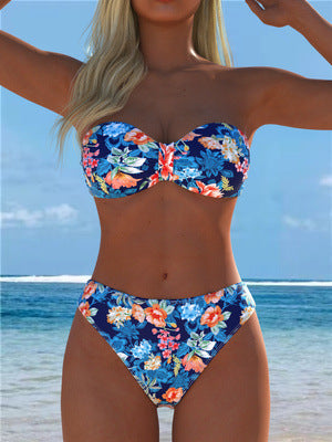Damen Bikini-Set mit floralem Balconette-Oberteil und hochgeschnittenem Höschen Drune