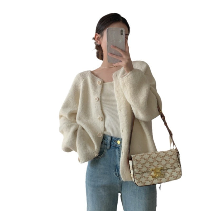 Damen kuscheliger Strickcardigan mit Knopfleiste und weitem Schnitt Drune