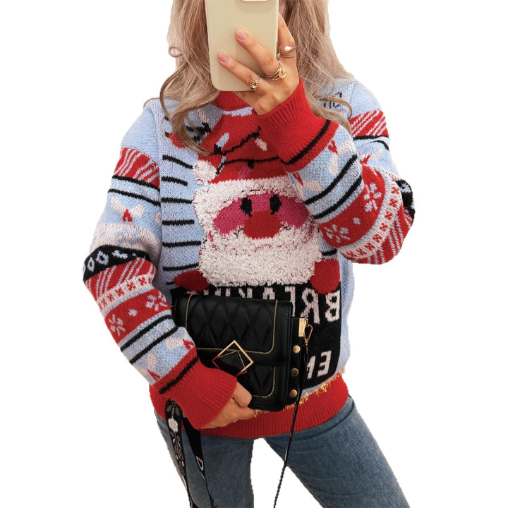 Damen Weihnachts-Pullover mit kreativem Rentier-Motiv und fröhlichem Design Drune