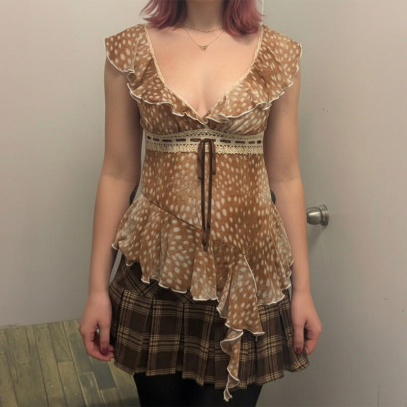 Damen asymmetrisches Kleid mit Rüschendetails Drune