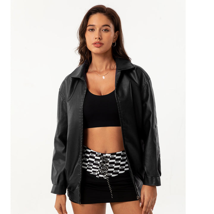 Damen lässige Satinjacke mit modernem Schnitt und praktischen Taschen Drune