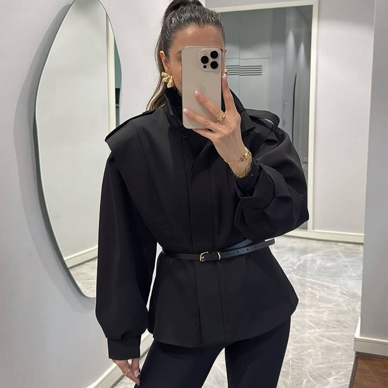 Damen modische Blazerjacke mit angeschnittenen Ärmeln und figurbetontem Schnitt Drune