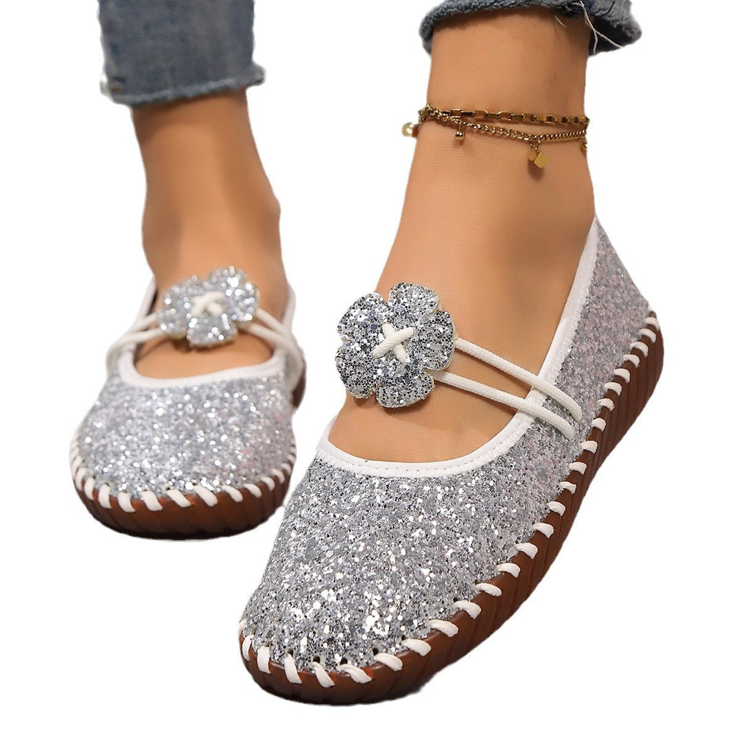 Damen nan flache Mokassin-Ballerina mit Paisley-Laserprint elastischem Kordelverschluss handgenähter Rahmennaht und flexibler profilter Laufsohle Drune