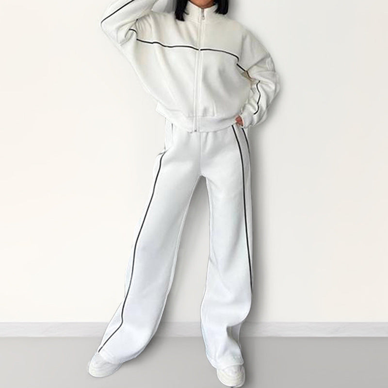 Damen sportliches Set mit hohem Kragen und weitem Bein Drune