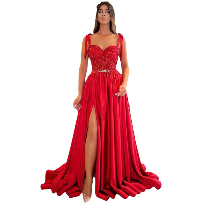 Damen Elegantes Abendkleid mit schimmerndem Oberteil und fließendem Rock Drune