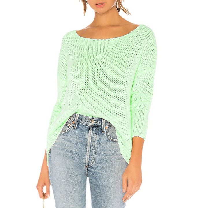 Damen luftiger Strickpullover mit weitem Schnitt und modernen Details Drune