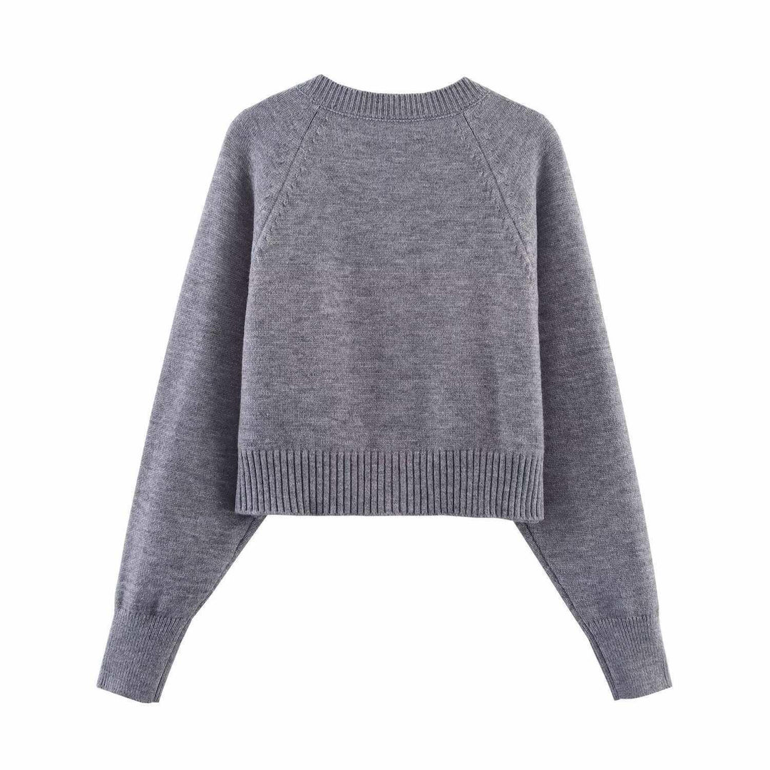 Damen cropped Strickjacke mit Knopfdetails und elastischem Bund Drune