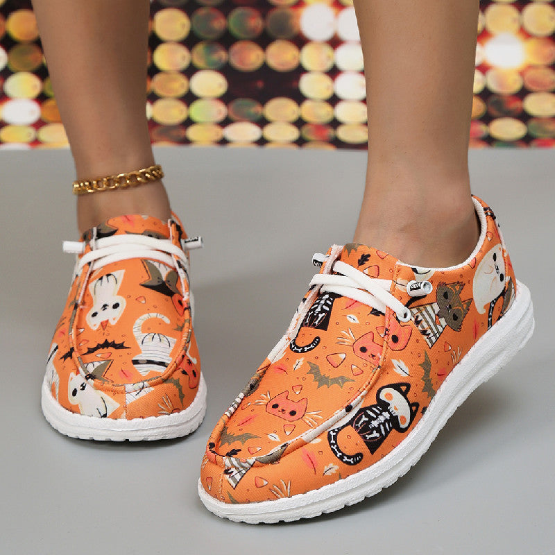 Damen Atmungsaktive Freizeitsneaker mit lustigem Halloween-Motiv Drune