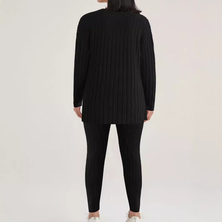 Damen Freizeit-Set mit strukturiertem Oberteil und langen Leggings Drune