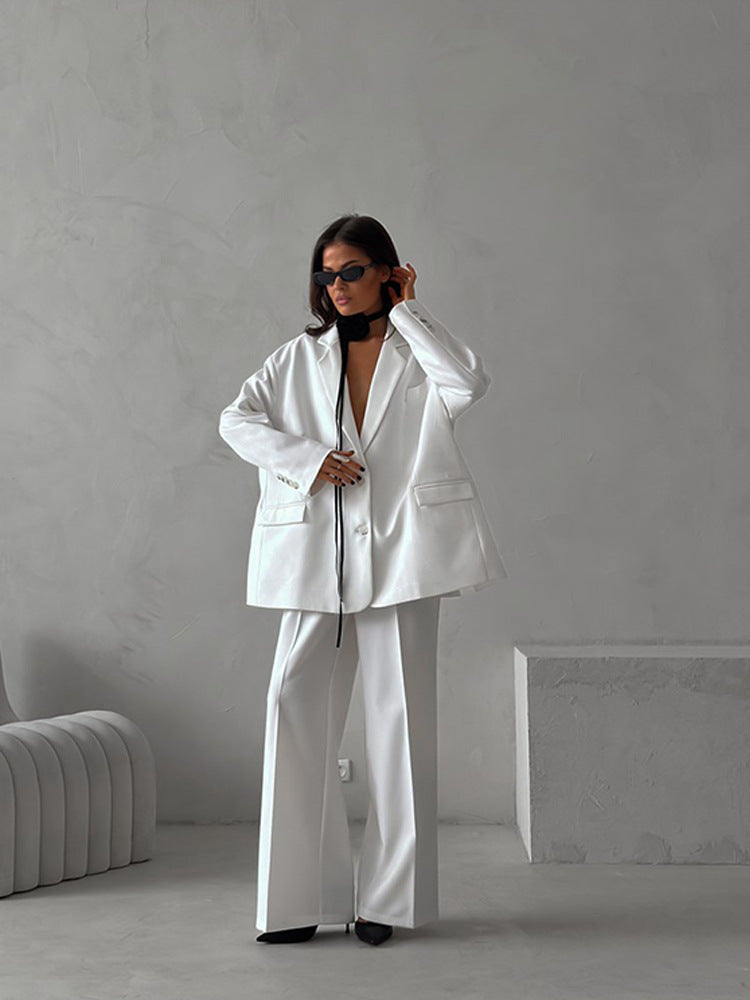 Damen elegantes und modisches Blazer-Anzug-Set mit hohen Taillenhosen Drune