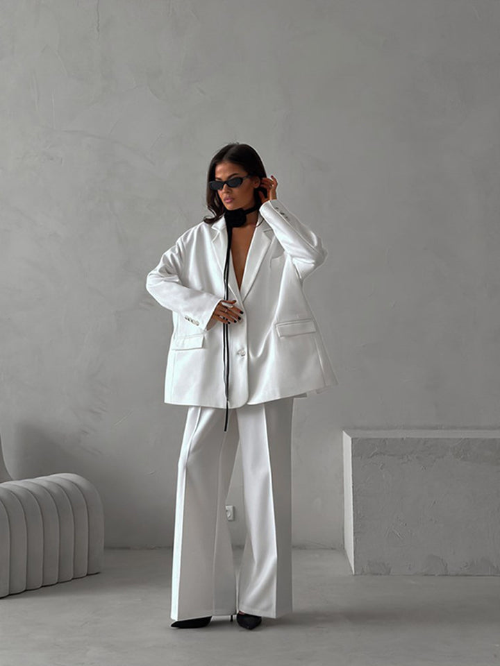Damen elegantes und modisches Blazer-Anzug-Set mit hohen Taillenhosen Drune