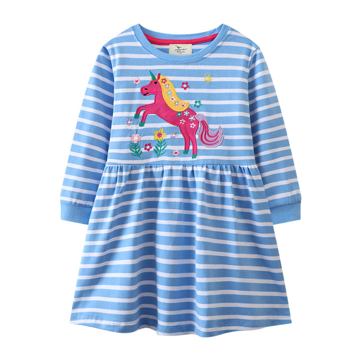 Mädchen Freizeitkleid mit süßem Einhorn-Design Drune