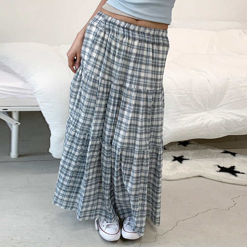 Damen Maxirock mit kariertem Design und gestuftem Schnitt Drune