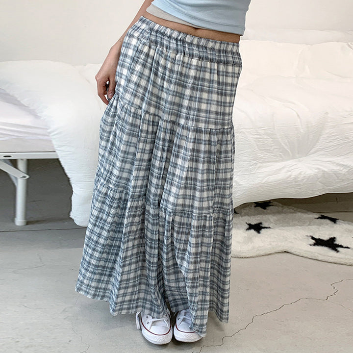Damen Maxirock mit kariertem Design und gestuftem Schnitt Drune