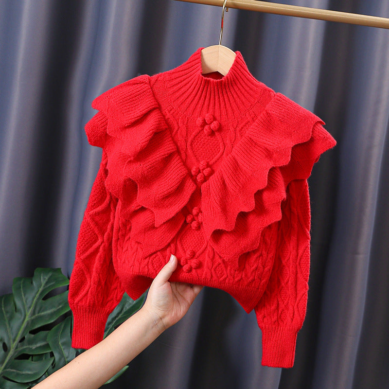 Damen Strickpullover mit voluminösen Rüschendetails Drune