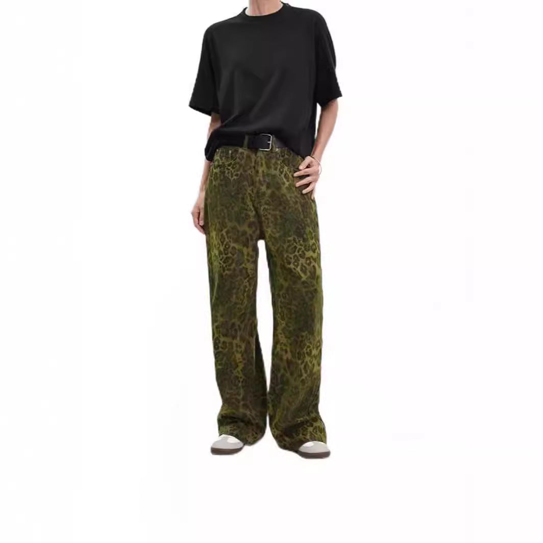 Damen Weit geschnittene Leoprint-Hose mit flexiblem Bund und modischem Design Drune