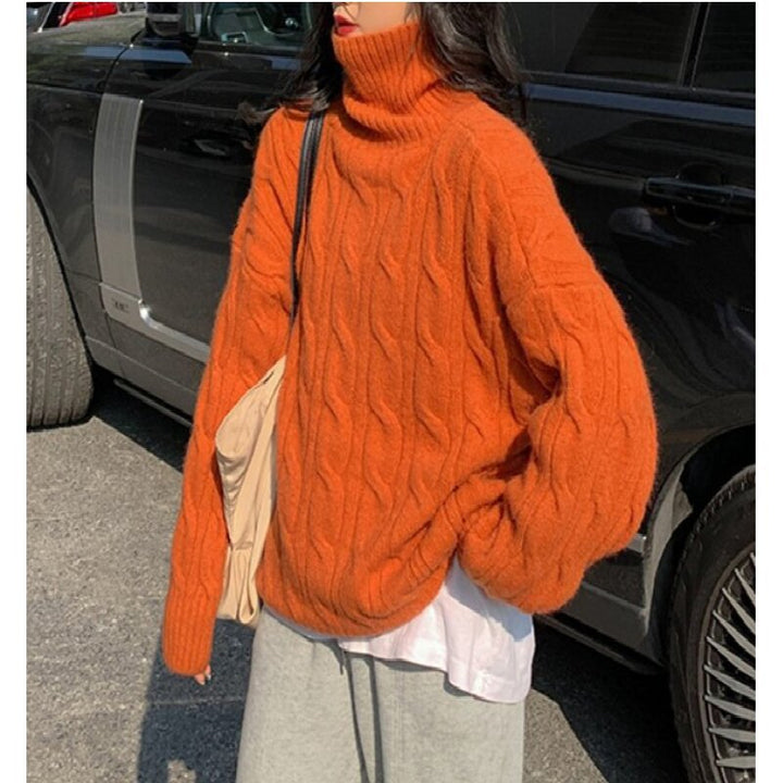 Damen Strickpullover mit hohem Kragen Drune