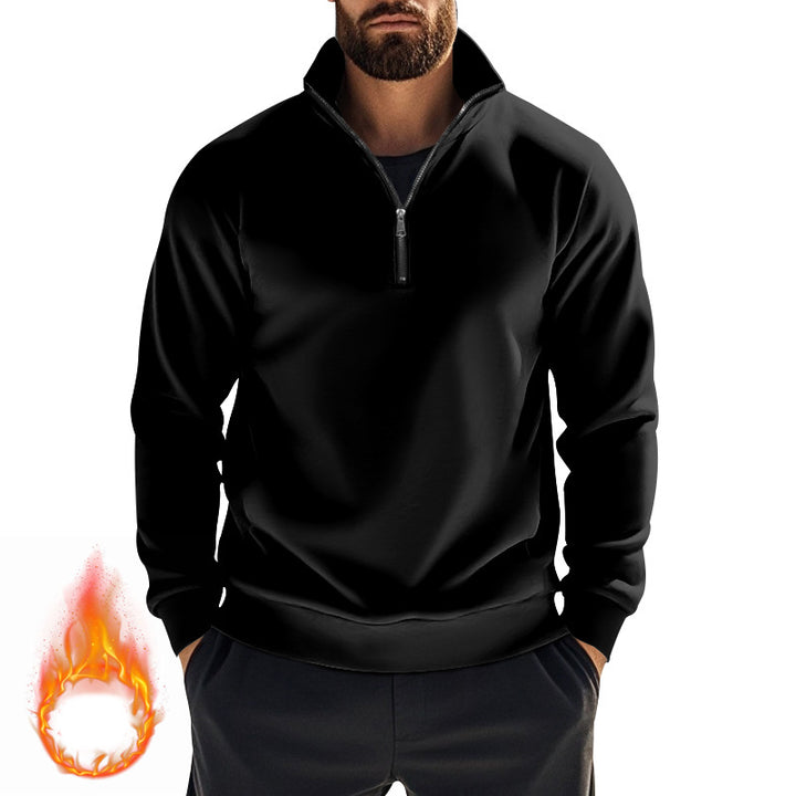 Herren nan thermischer Halbzip-Pullover mit Stehkragen und wärmendem Fleece-Innenfutter Drune