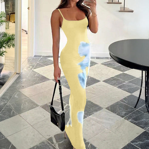 Damen Elegantes Lang-Kleid mit floralen Akzenten Drune