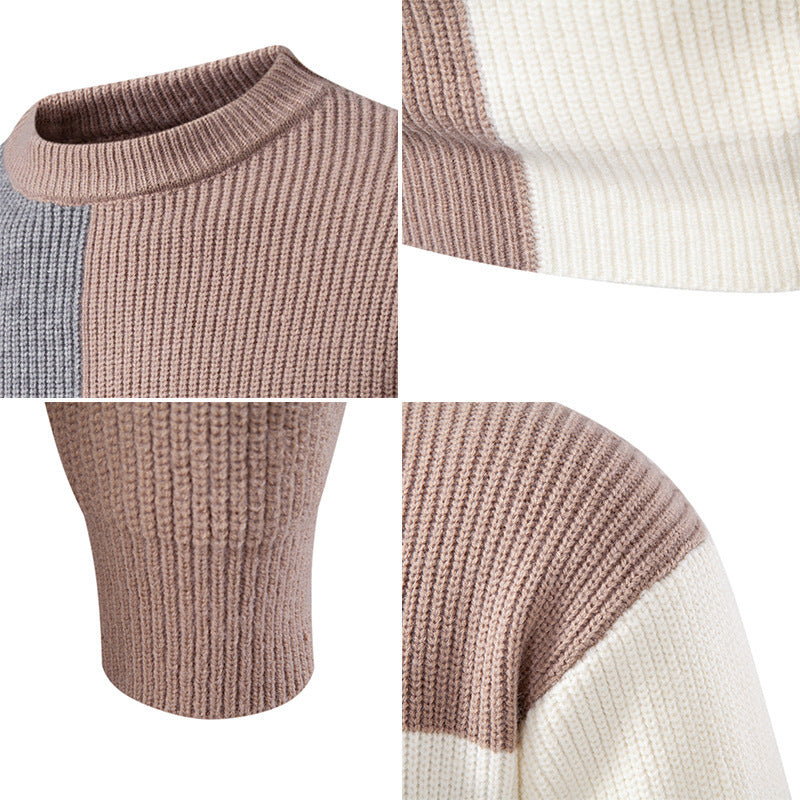 Herren farbenfroher Strukturpullover mit modernem Schnitt und Rundhalsausschnitt Drune