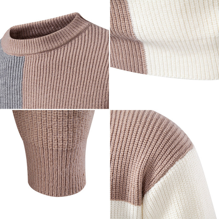 Herren farbenfroher Strukturpullover mit modernem Schnitt und Rundhalsausschnitt Drune