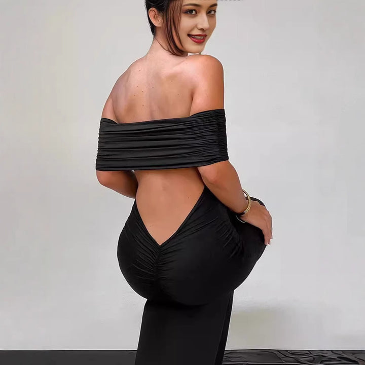 Damen Elegantes Wickelkleid mit Off-Shoulder-Ausschnitt und figurbetontem Schnitt Drune