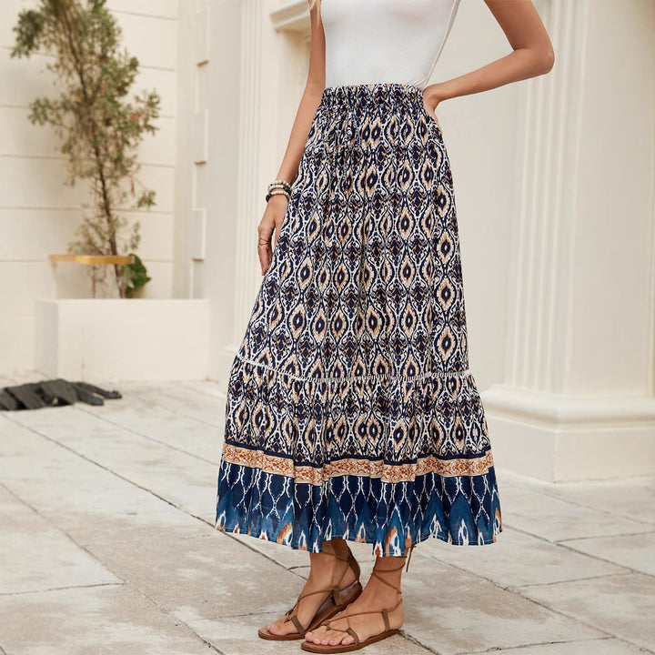 Damen Boho Maxirock mit elastischem Bund und Volants Drune