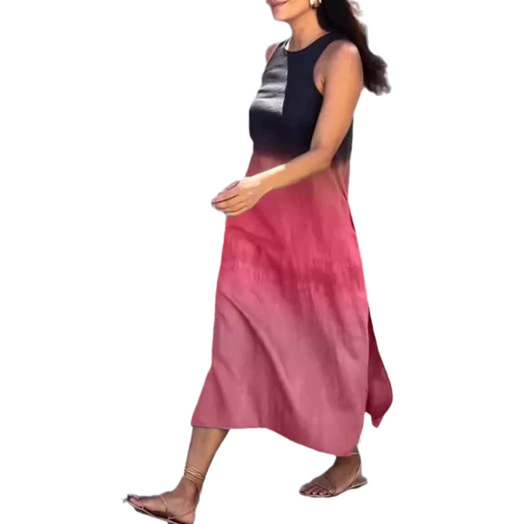 Damen ärmelloses Maxikleid mit sanftem Farbverlauf Drune