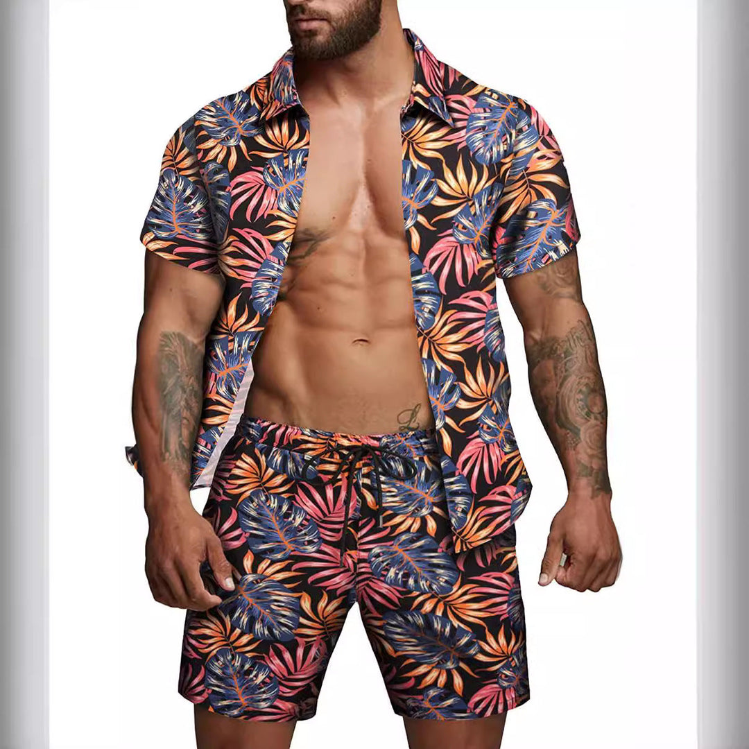 Herren kurzärmliges Hemd und Badeshorts Set Drune