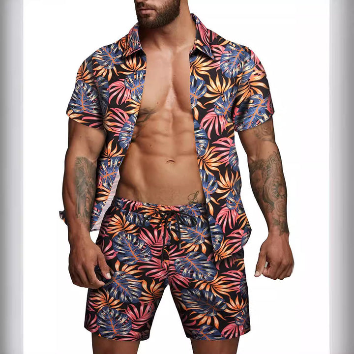 Herren kurzärmliges Hemd und Badeshorts Set Drune