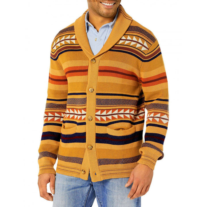 Herren Strickjacke mit geometrischem Muster und praktischen Taschen Drune