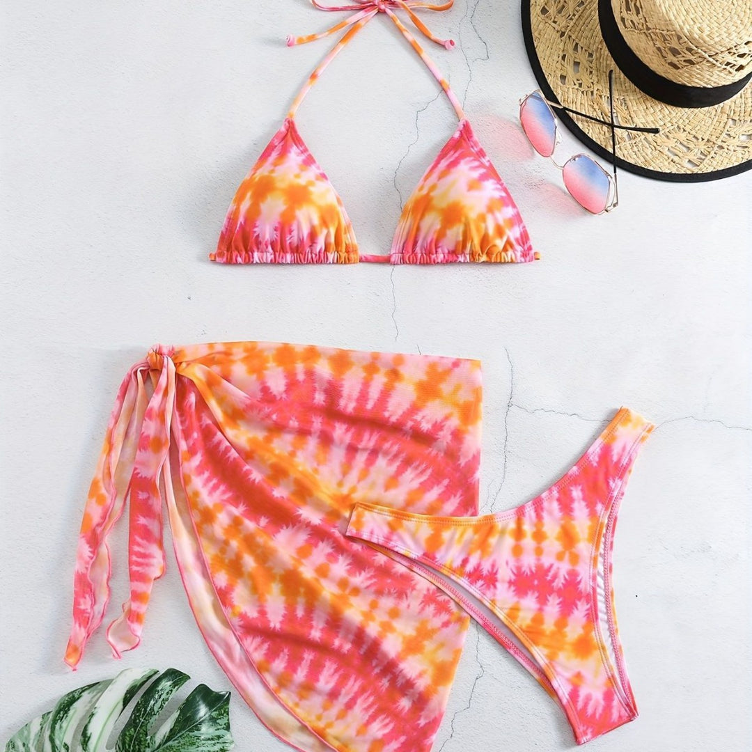 Damen Triangel-Bikini Set mit Wickelrock Drune