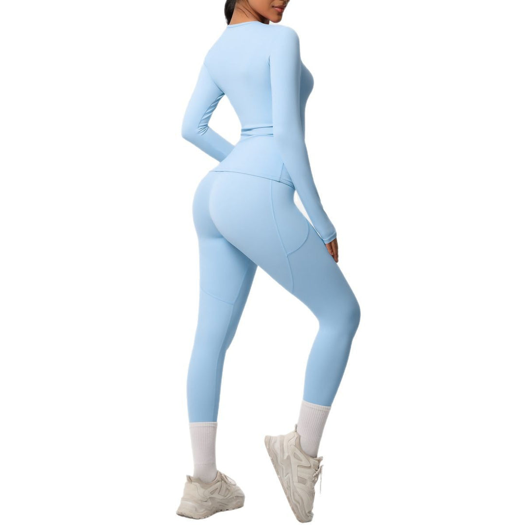 Damen Fitness-Oberteil und Hochbund-Leggings Set mit feuchtigkeitsableitender Technologie und ergonomischer Passform Drune