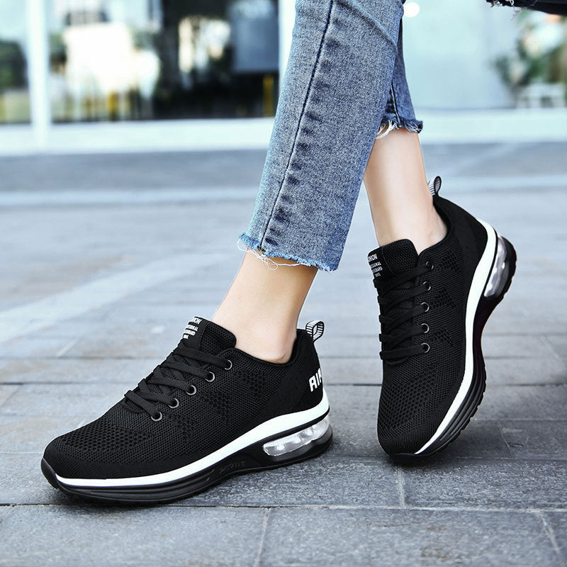Damen nan urbaner Strick-Sneaker mit perforiertem Strickgewebe, Dämpfer-Fersenkapsel und federnder Leichtsohle Drune