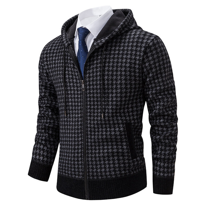 Herren elegante und bequeme Strickjacke mit Kapuze Drune