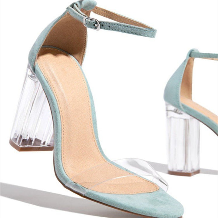Damen elegante High Heel Sandalen mit transparentem Blockabsatz Drune