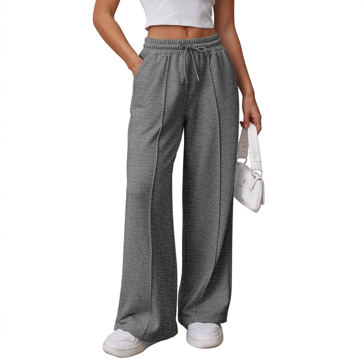 Damen nan Palazzo-Jogginghose mit doppeltem Komfortbund, Ziernahtvorderseite und Eingrifftaschen Drune