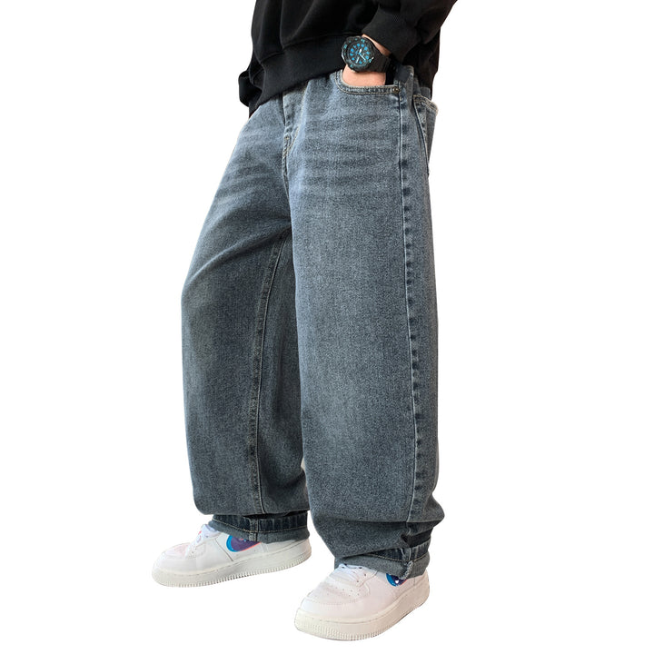 Herren lässige Oversized-Jeans mit tiefem Bund und seitlichen Taschen Drune