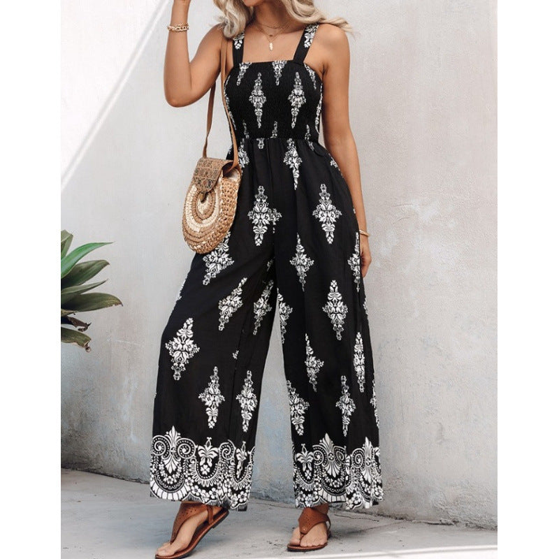 Damen Rüschenoberteil Weites Bein Jumpsuit Drune