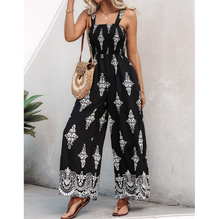 Damen Rüschenoberteil Weites Bein Jumpsuit Drune