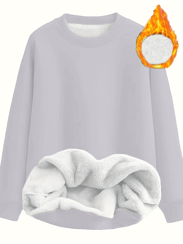 Damen Kuscheliger Fleece-Pullover mit weichem Innenfutter und elastischem Bund Drune