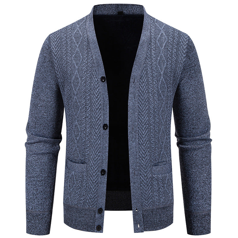 Herren klassische Strickjacke mit strukturiertem Design und praktischen Taschen Drune