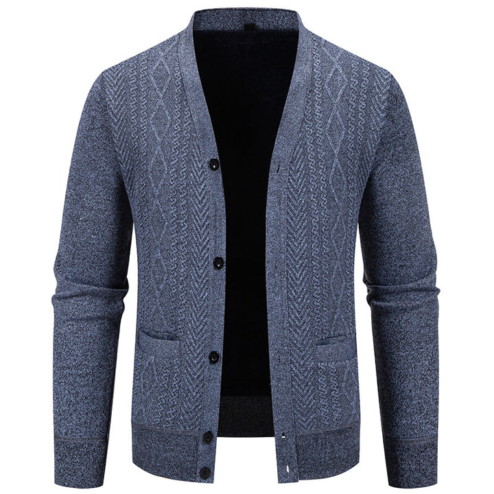 Herren klassische Strickjacke mit strukturiertem Design und praktischen Taschen Drune