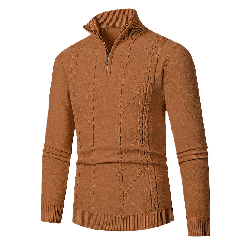 Herren Strickpullover mit Halb-Zip und strukturiertem Muster Drune